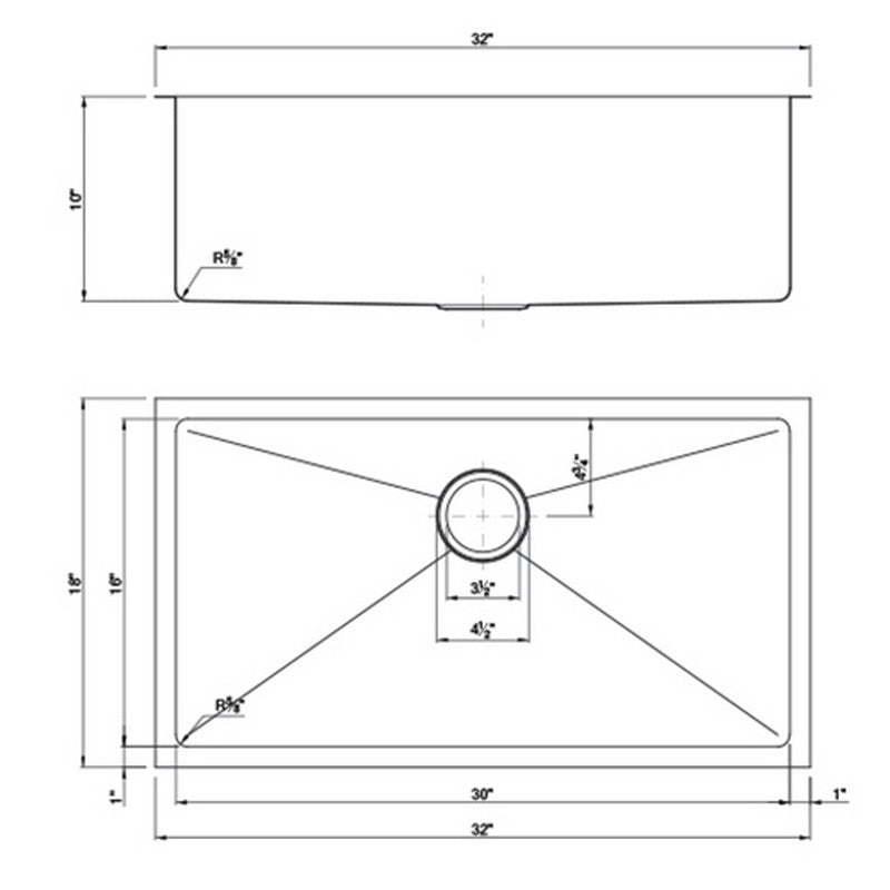 32 Inch Micro Radius Single D-Bowl Under-mount Kitchen Sink | Gold Sink ...