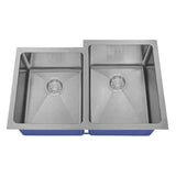 Dakota Sinks DSM-4060-1 Signature M-Series 30 3/4 Inch Micro Radius 40/60 Offset Double Bowl Undermount Kitchen Sink with Bottom Grid DSM-4060-1SV Dakota Sinks Silver