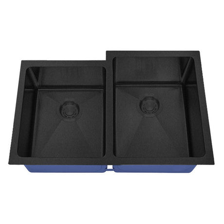 Dakota Sinks DSM-4060-1 Signature M-Series 30 3/4 Inch Micro Radius 40/60 Offset Double Bowl Undermount Kitchen Sink with Bottom Grid DSM-4060-1GBK Dakota Sinks Gunmetal Black