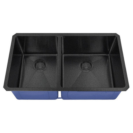 Dakota Sinks DSM-4060 Signature M-Series 32 Inch Micro Radius 40/60 Double Bowl Undermount Kitchen Sink with Bottom Grid DSM-4060GBK Dakota Sinks Gunmetal Black