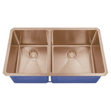 Dakota Sinks DSM-4060 Signature M-Series 32 Inch Micro Radius 40/60 Double Bowl Undermount Kitchen Sink with Bottom Grid DSM-4060CP Dakota Sinks Copper