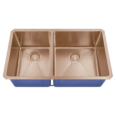 Dakota Sinks DSM-4060 Signature M-Series 32 Inch Micro Radius 40/60 Double Bowl Undermount Kitchen Sink with Bottom Grid DSM-4060CP Dakota Sinks Copper