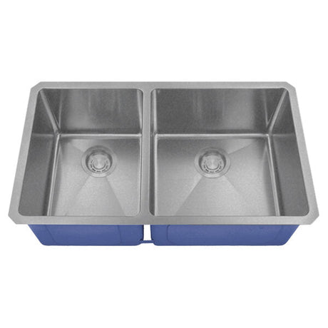 Dakota Sinks DSM-4060 Signature M-Series 32 Inch Micro Radius 40/60 Double Bowl Undermount Kitchen Sink with Bottom Grid DSM-4060SV Dakota Sinks Silver