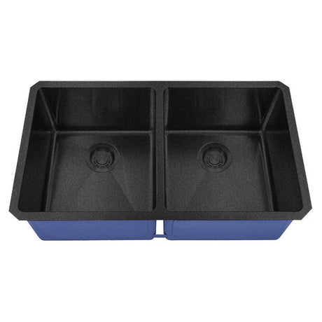 Dakota Sinks DSM-5050 Signature M-Series 32 Inch Micro Radius 50/50 Double Bowl Undermount Kitchen Sink with Bottom Grid DSM-5050GBK Dakota Sinks Gunmetal Black