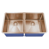 Dakota Sinks DSM-5050 Signature M-Series 32 Inch Micro Radius 50/50 Double Bowl Undermount Kitchen Sink with Bottom Grid DSM-5050CP Dakota Sinks Copper