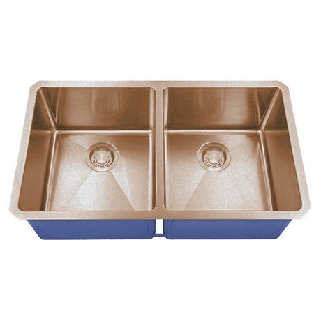 Dakota Sinks DSM-5050 Signature M-Series 32 Inch Micro Radius 50/50 Double Bowl Undermount Kitchen Sink with Bottom Grid DSM-5050CP Dakota Sinks Copper