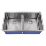 Dakota Sinks DSM-5050LD Signature M-Series 32 Inch Micro Radius 50/50 Low Divide Double Bowl Undermount Kitchen Sink with Bottom Grid DSM-5050LDSV Dakota Sinks Silver