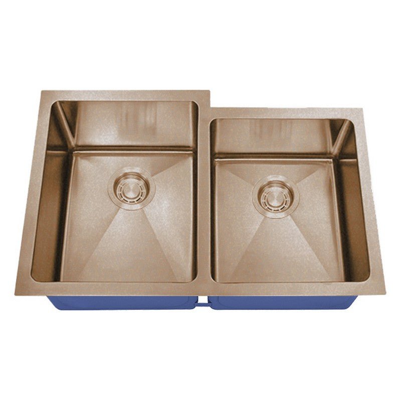 Dakota Sinks DSM-6040-1 Signature M-Series 30 3/4 Inch Micro Radius 60/40 Offset Double Bowl Undermount Kitchen Sink with Bottom Grid DSM-6040-1CP Dakota Sinks Copper
