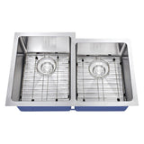 Dakota Sinks DSM-6040-1 Signature M-Series 30 3/4 Inch Micro Radius 60/40 Offset Double Bowl Undermount Kitchen Sink with Bottom Grid DSM-6040-1 Dakota Sinks Satin Brushed Nickel