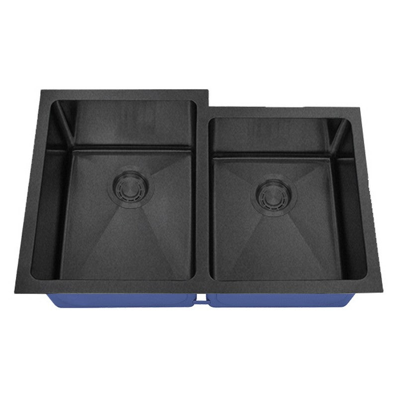 Dakota Sinks DSM-6040-1 Signature M-Series 30 3/4 Inch Micro Radius 60/40 Offset Double Bowl Undermount Kitchen Sink with Bottom Grid DSM-6040-1GBK Dakota Sinks Gunmetal Black