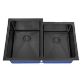 Dakota Sinks DSM-6040-1 Signature M-Series 30 3/4 Inch Micro Radius 60/40 Offset Double Bowl Undermount Kitchen Sink with Bottom Grid DSM-6040-1GBK Dakota Sinks Gunmetal Black