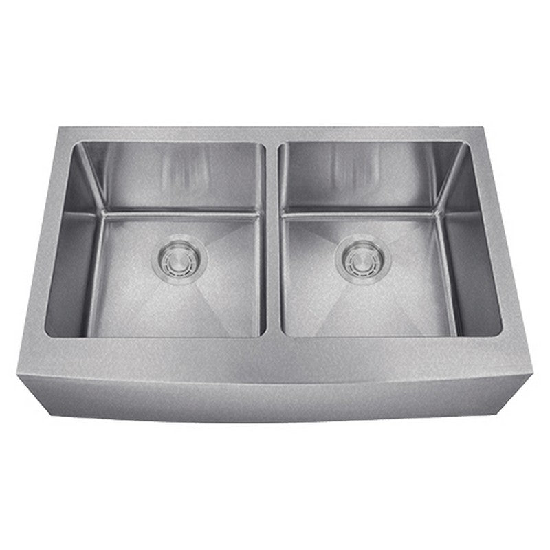 Dakota Sinks DSM-A5050 Signature M-Series 33 Inch Micro Radius Double Bowl Apron Front Kitchen Sink with Bottom Grid DSM-A5050SV Dakota Sinks Silver