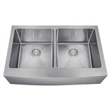 Dakota Sinks DSM-A5050 Signature M-Series 33 Inch Micro Radius Double Bowl Apron Front Kitchen Sink with Bottom Grid DSM-A5050SV Dakota Sinks Silver