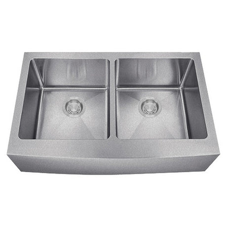 Dakota Sinks DSM-A5050 Signature M-Series 33 Inch Micro Radius Double Bowl Apron Front Kitchen Sink with Bottom Grid DSM-A5050SV Dakota Sinks Silver