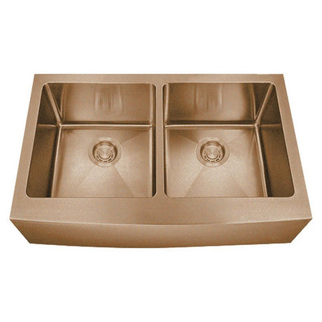 Dakota Sinks DSM-A5050 Signature M-Series 33 Inch Micro Radius Double Bowl Apron Front Kitchen Sink with Bottom Grid DSM-A5050CP Dakota Sinks Copper