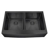Dakota Sinks DSM-A5050 Signature M-Series 33 Inch Micro Radius Double Bowl Apron Front Kitchen Sink with Bottom Grid DSM-A5050GBK Dakota Sinks Gunmetal Black