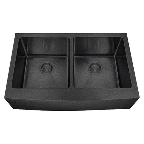 Dakota Sinks DSM-A5050 Signature M-Series 33 Inch Micro Radius Double Bowl Apron Front Kitchen Sink with Bottom Grid DSM-A5050GBK Dakota Sinks Gunmetal Black