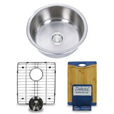 Dakota Sinks DSR-167R Signature R-Series 17 1/8 Inch Standard Radius Single Bowl Undermount Stainless Steel Round Bar Sink with Bottom Grid Dakota Sinks