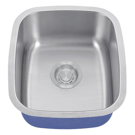 Dakota Sinks DSR-1915 Signature R-Series 18 Inch Standard Radius Single Bowl Undermount Stainless Steel Kitchen Sink with Bottom Grid - Satin Brushed Nickel Dakota Sinks