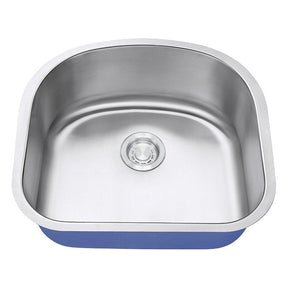 Dakota Sinks DSR-2321 Signature R-Series 23 1/4 Inch Standard Radius D-Single Bowl Undermount Stainless Steel Kitchen Sink with Bottom Grid - Satin Brushed Nickel Dakota Sinks