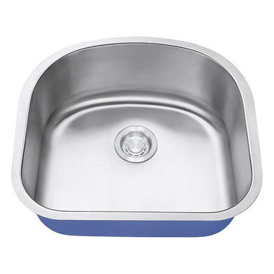 Dakota Sinks DSR-2321 Signature R-Series 23 1/4 Inch Standard Radius D-Single Bowl Undermount Stainless Steel Kitchen Sink with Bottom Grid - Satin Brushed Nickel Dakota Sinks