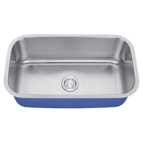 Dakota Sinks DSR-3018 Signature R-Series 30 Inch Standard Radius D-Single Bowl Undermount Stainless Steel Kitchen Sink with Bottom Grid - Satin Brushed Nickel Dakota Sinks