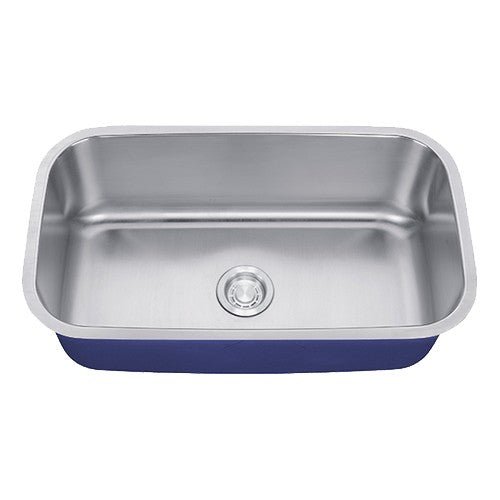 2 Inch Standard Radius Single Bowl Undermount Stainless Steel Kitchen Sink with Bottom Grid - Satin Brushed Nickel - Dakota Sinks