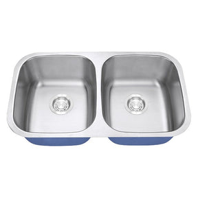 Dakota Sinks DSR-5050 Signature R-Series 32 1/4 Inch Standard Radius 40/60 Offset Double Bowl Undermount Stainless Steel Kitchen Sink with Bottom Grid Dakota Sinks
