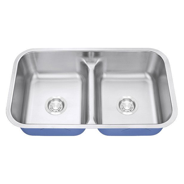 50 Low Divide Double Bowl Undermount Stainless Steel Kitchen Sink with Bottom Grid - Dakota Sinks