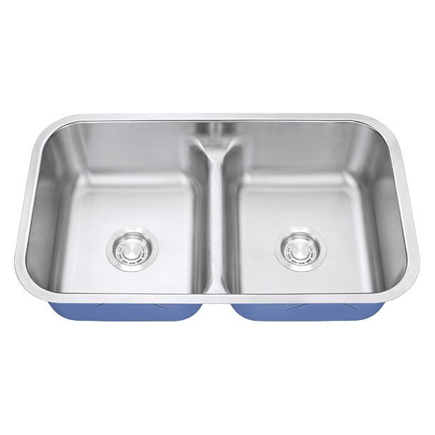 Dakota Sinks DSR-5050LD Signature R-Series 32 1/4 Inch Standard Radius 50/50 Low Divide Double Bowl Undermount Stainless Steel Kitchen Sink with Bottom Grid Dakota Sinks