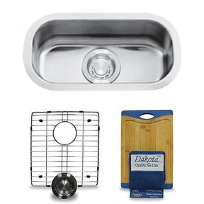 Dakota Sinks DSR-918 Signature R-Series 18 Inch Standard Radius Single Bowl Undermount Stainless Steel Bar Sink with Bottom Grid Dakota Sinks