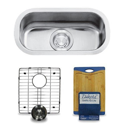 Dakota Sinks DSR-918 Signature R-Series 18 Inch Standard Radius Single Bowl Undermount Stainless Steel Bar Sink with Bottom Grid Dakota Sinks