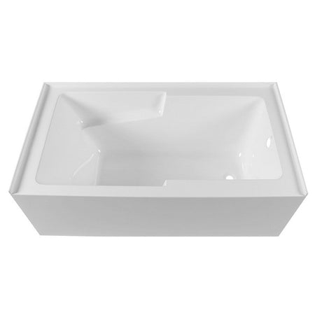 Dakota Sinks DST-ALLC01W Signature 60 x 32 Inch Alcove Rectangle Soaker Acrylic Bathtub with Lumbar Support, Armrests and Integral Skirt - White Dakota Sinks