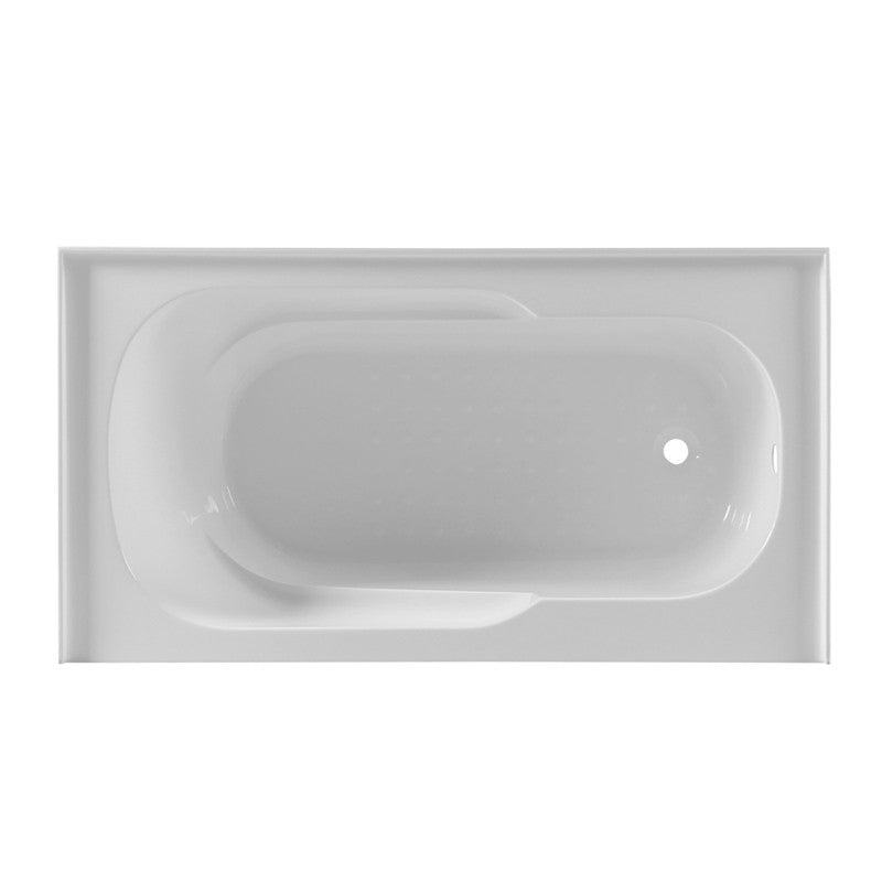Dakota Sinks DST-ALLC01W Signature 60 x 32 Inch Alcove Rectangle Soaker Acrylic Bathtub with Lumbar Support, Armrests and Integral Skirt - White - Dakota Sinks