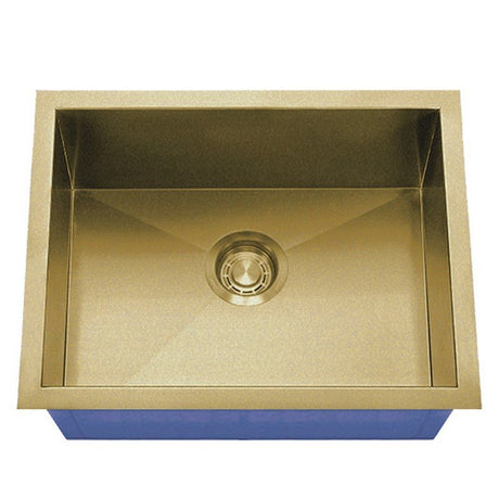 Dakota Sinks DSZ-1915 Signature Z-Series 19 Inch Zero Radius Single Bowl Undermount Stainless Steel Bar Sink with Bottom Grid DSZ-1915GD Dakota Sinks Gold