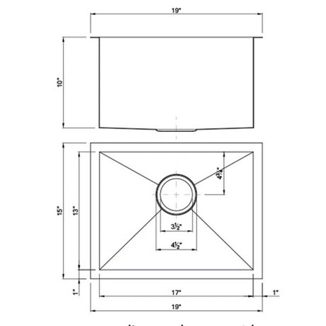 Dakota Sinks DSZ-1915 Signature Z-Series 19 Inch Zero Radius Single Bowl Undermount Stainless Steel Bar Sink with Bottom Grid Dakota Sinks