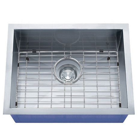 Dakota Sinks DSZ-2318 Signature Z-Series 23 Inch Zero Radius Single Bowl Undermount Stainless Steel Kitchen Sink with Bottom Grid DSZ-2318 Dakota Sinks Satin Brushed Nickel