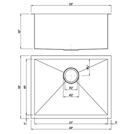 Dakota Sinks DSZ-2318 Signature Z-Series 23 Inch Zero Radius Single Bowl Undermount Stainless Steel Kitchen Sink with Bottom Grid Dakota Sinks