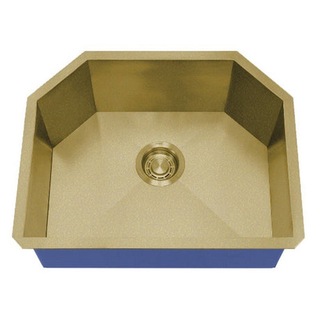 Dakota Sinks DSZ-2321 Signature Z-Series 23 Inch Zero Radius Single D-Bowl Undermount Stainless Steel Kitchen Sink with Bottom Grid DSZ-2321GD Dakota Sinks Gold