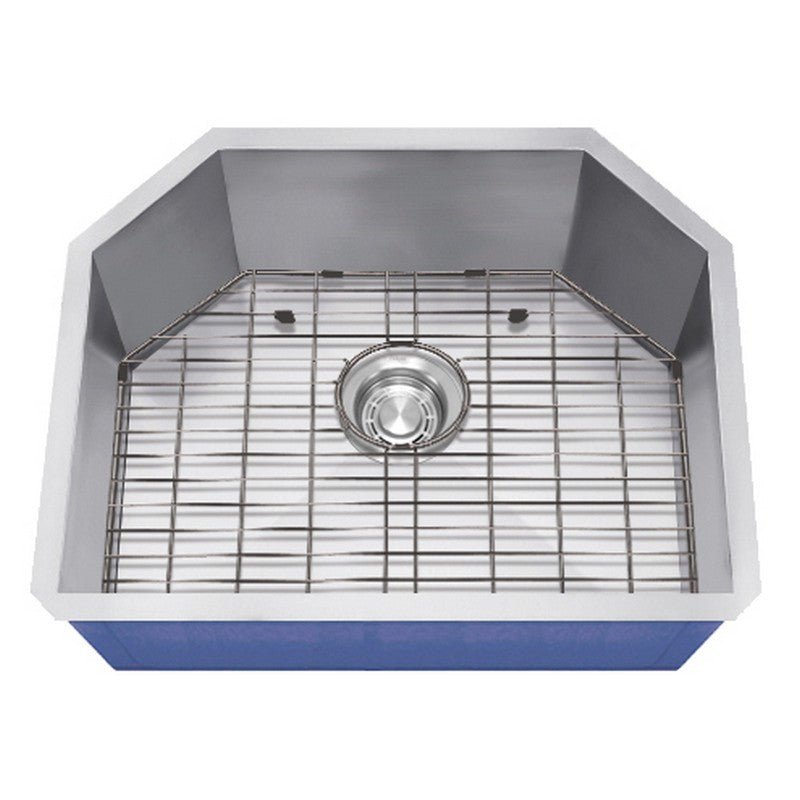 Dakota Sinks DSZ-2321 Signature Z-Series 23 Inch Zero Radius Single D-Bowl Undermount Stainless Steel Kitchen Sink with Bottom Grid DSZ-2321 Dakota Sinks Satin Brushed Nickel