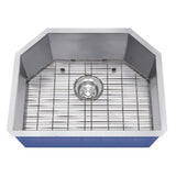 Dakota Sinks DSZ-2321 Signature Z-Series 23 Inch Zero Radius Single D-Bowl Undermount Stainless Steel Kitchen Sink with Bottom Grid DSZ-2321 Dakota Sinks Satin Brushed Nickel