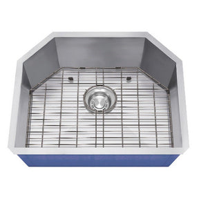 Dakota Sinks DSZ-2321 Signature Z-Series 23 Inch Zero Radius Single D-Bowl Undermount Stainless Steel Kitchen Sink with Bottom Grid DSZ-2321 Dakota Sinks Satin Brushed Nickel