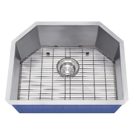 Dakota Sinks DSZ-2321 Signature Z-Series 23 Inch Zero Radius Single D-Bowl Undermount Stainless Steel Kitchen Sink with Bottom Grid DSZ-2321 Dakota Sinks Satin Brushed Nickel