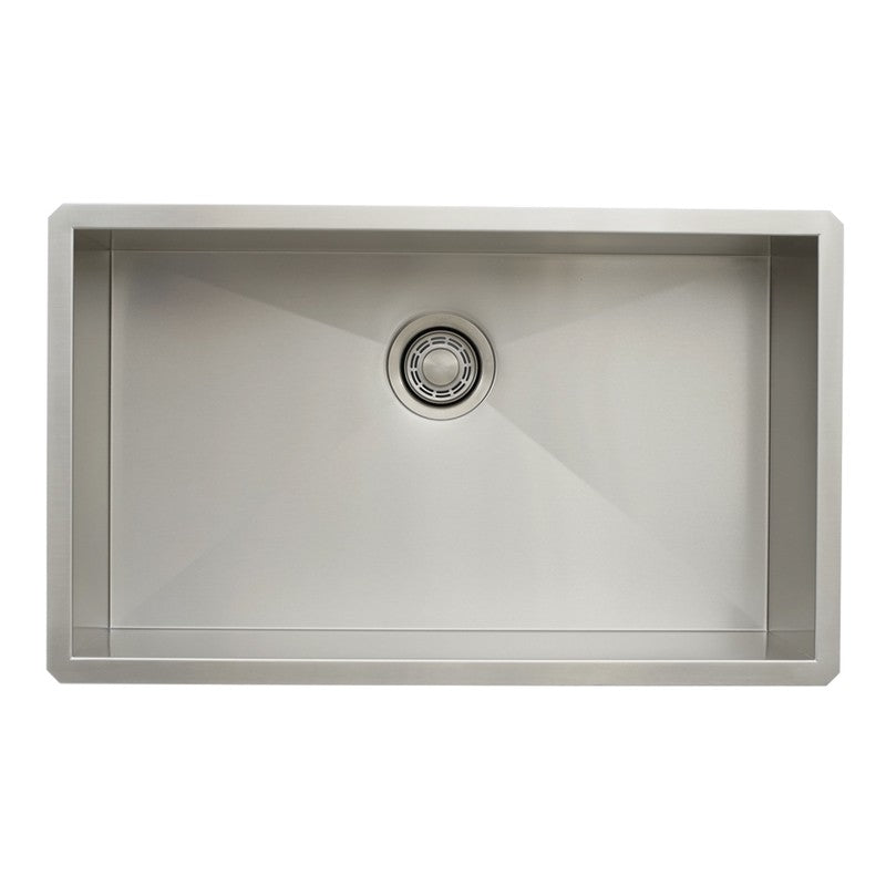 Dakota Sinks DSZ-3018 Signature Z-Series 30 Inch Zero Radius Single Bowl Undermount Stainless Steel Kitchen Sink with Bottom Grid DSZ-3018 Dakota Sinks Satin Brushed Nickel