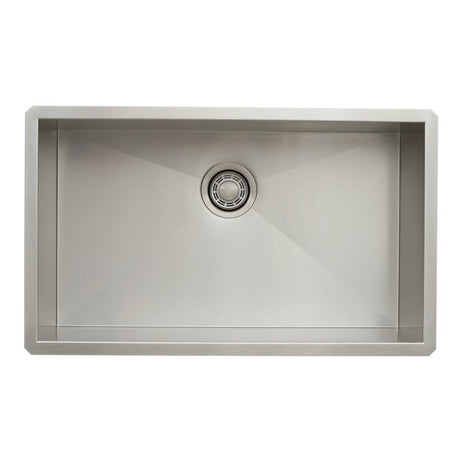 Dakota Sinks DSZ-3018 Signature Z-Series 30 Inch Zero Radius Single Bowl Undermount Stainless Steel Kitchen Sink with Bottom Grid DSZ-3018 Dakota Sinks Satin Brushed Nickel