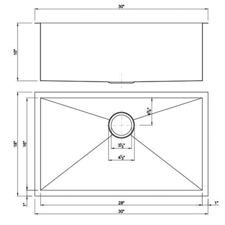 Dakota Sinks DSZ-3018 Signature Z-Series 30 Inch Zero Radius Single Bowl Undermount Stainless Steel Kitchen Sink with Bottom Grid Dakota Sinks