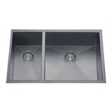 Dakota Sinks DSZ-3070 Signature Z-Series 32 Inch Zero Radius 30/70 Double Bowl Undermount Stainless Steel Kitchen Sink with Bottom Grid DSZ-3070SV Dakota Sinks Silver