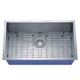 Dakota Sinks DSZ-3218 Signature Z-Series 32 Inch Zero Radius Single Bowl Undermount Stainless Steel Kitchen Sink with Bottom Grid DSZ-3218 Dakota Sinks Satin Brushed Nickel