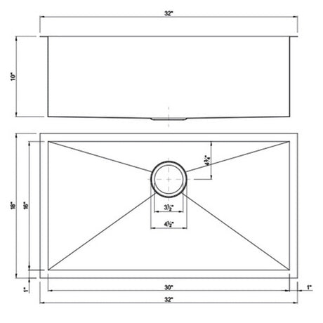 Dakota Sinks DSZ-3218 Signature Z-Series 32 Inch Zero Radius Single Bowl Undermount Stainless Steel Kitchen Sink with Bottom Grid Dakota Sinks