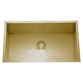 Dakota Sinks DSZ-3218 Signature Z-Series 32 Inch Zero Radius Single Bowl Undermount Stainless Steel Kitchen Sink with Bottom Grid DSZ-3218CP Dakota Sinks Gold